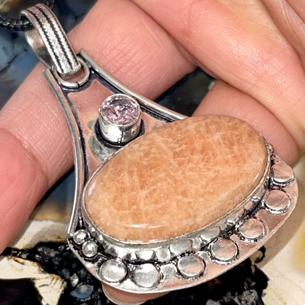 Peach Moonstone Pendant 2 1/4”